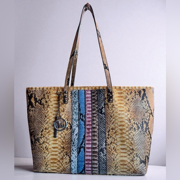 Badgley Mischka Studio Large Python Vegan Leather Tote. NWOT - Picture 1 of 15